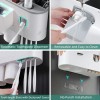 Soporte para cepillos de dientes montado en la pared, kit de exprimidor automático de pasta de dientes, soporte magnético para