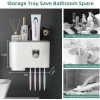 Soporte para cepillos de dientes montado en la pared, kit de exprimidor automático de pasta de dientes, soporte magnético para