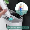 Soporte para cepillos de dientes montado en la pared, kit de exprimidor automático de pasta de dientes, soporte magnético para