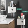 Soporte para cepillos de dientes montado en la pared, kit de exprimidor automático de pasta de dientes, soporte magnético para