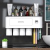 Soporte para cepillos de dientes montado en la pared, kit de exprimidor automático de pasta de dientes, soporte magnético para