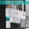 Soporte para cepillos de dientes montado en la pared, kit de exprimidor automático de pasta de dientes, soporte magnético para