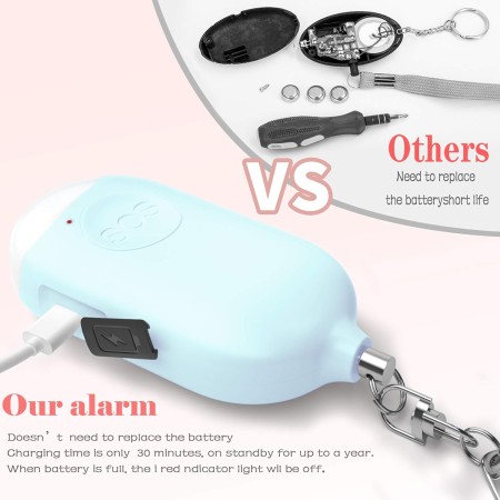 Safesound - Alarma personal con sirena, 130 dB, alarma de autodefensa, recargable con linterna LED de emergencia, dispositivos