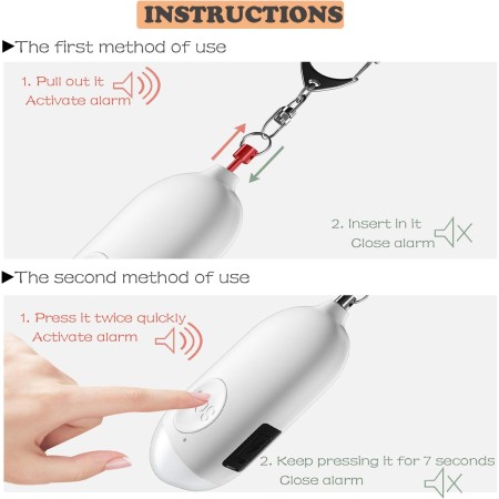 Safesound - Alarma personal con sirena, 130 dB, alarma de autodefensa, recargable con linterna LED de emergencia, dispositivos