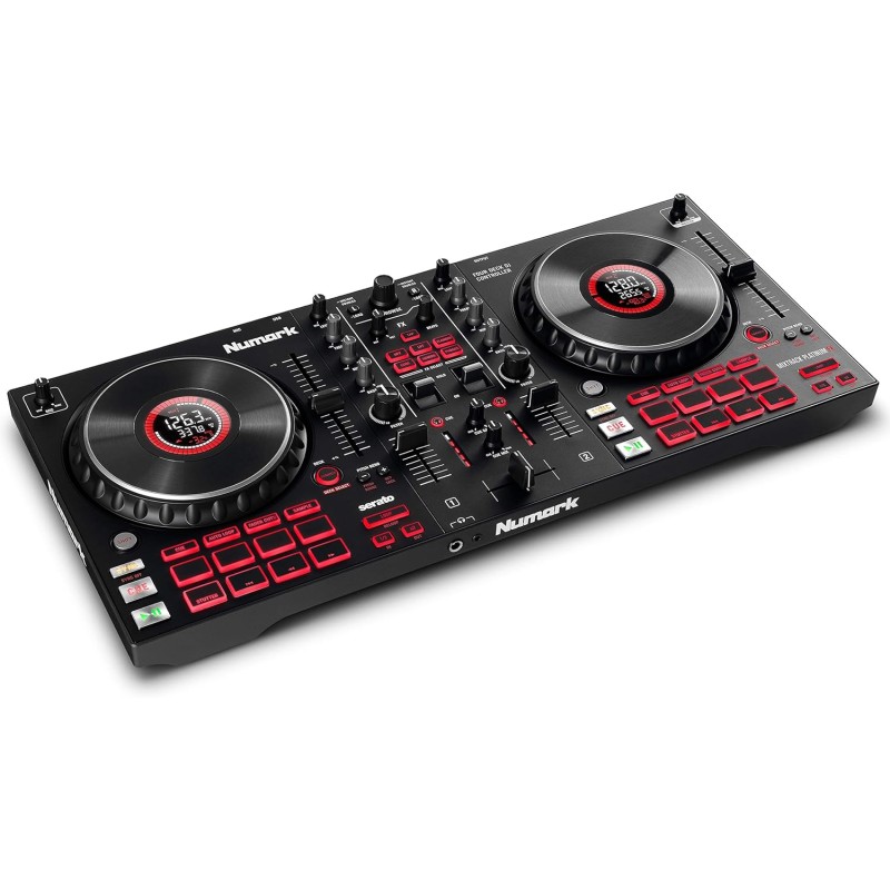 Numark Mixtrack Platinum FX Controlador para DJ, para Serato DJ, con control de 4 cubiertas, mezclador, interfaz de audio