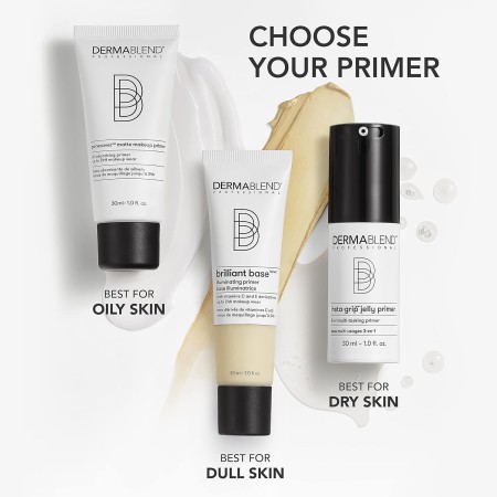 Dermablend Insta-Grip Jelly Primer, maquillaje facial, pre-base facial sin silicona para piel seca, minimización de poros con