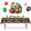 Pixel - Kit de decoración de fiesta de cumpleaños para niños y niños, pancartas de juego de píxeles, servilletas, tazas, mantel,