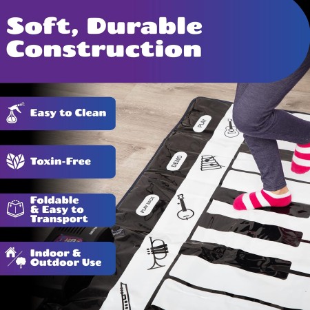 Manta de juegos con teclado gigante Click N 'Play, piano con 24, 8 instrumentos musicales para seleccionar + modo de