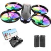 4DRC V16 Drone con cámara para niños, cámara FPV 1080P Mini RC Quadcopter juguete para principiantes con 7 colores de luces LED,