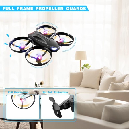 4DRC V16 Drone con cámara para niños, cámara FPV 1080P Mini RC Quadcopter juguete para principiantes con 7 colores de luces LED,