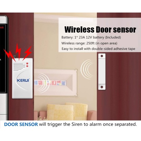KERUI Kit de sistema de alarma de seguridad para oficina en casa, oficina en casa, inalámbrico, ruidoso, para interiores y