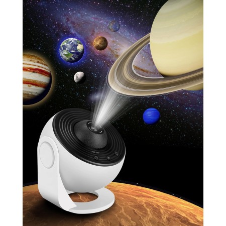 FLEWKEN Proyector de galaxia planetario 12 en 1, proyector de estrellas para dormitorio, lámpara giratoria de 360°, proyector de