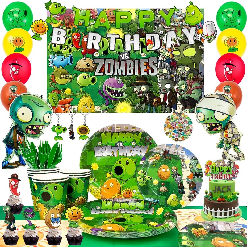 Plants vs Zombies - Suministros de fiesta, 169 piezas de Plants vs Play Game Zombies - Globos de plantas contra zombis,