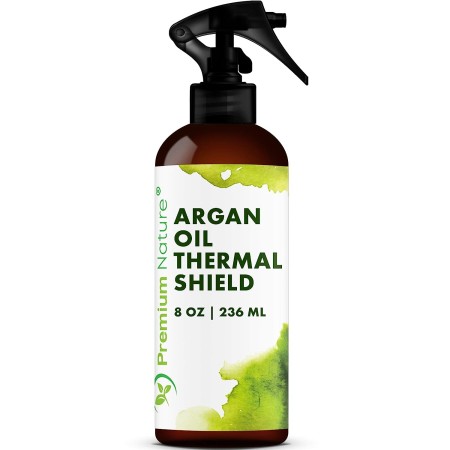 Spray protector de cabello con aceite de argán, 8 oz, protector térmico para planchita, sin sulfato, 100 % orgánico y natural,