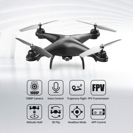 Drone HS110D FPV con cámara 720P HD a control remoto con gran angular de 120°, WiFi, cuadricóptero con retención de altura, modo