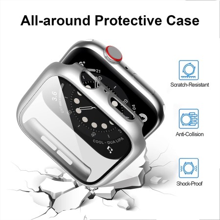 Haojavo - Paquete de 20 fundas compatibles con Apple Watch de 40 mm Series 6/5/4/SE con protector de pantalla de vidrio