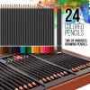 U.S. Art Supply - Caja de madera de 84 piezas de lujo para estudio de artistas, pintura artística, dibujo, 2 almohadillas de