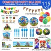 Suministros para fiesta de cumpleaños de Super Mario, paquete todo en uno, suministros de fiesta de Mario incluidos globos de