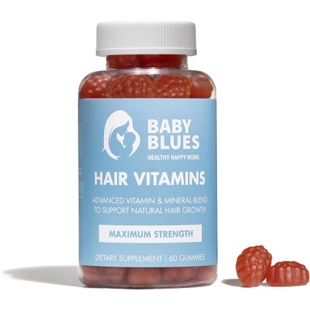 Baby Blues Vitaminas posparto para la pérdida del cabello: gomitas de fruta de la pasión con biotina, colágeno y folato