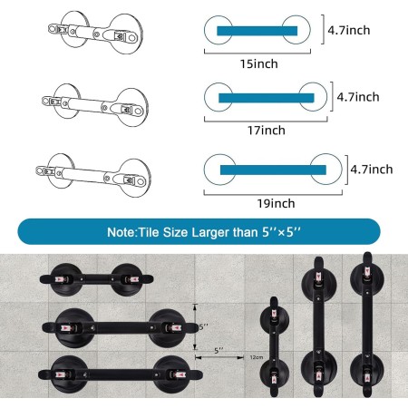 HEINSY Barra de agarre de succión, barra de succión portátil para ducha, mango de succión para bañera con ajuste de ventosa de