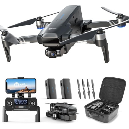 Holy Stone Drones cardán HS600 de 2 ejes con cámara EIS 4K para adultos, identificación remota integrada, 2 baterías de tiempo