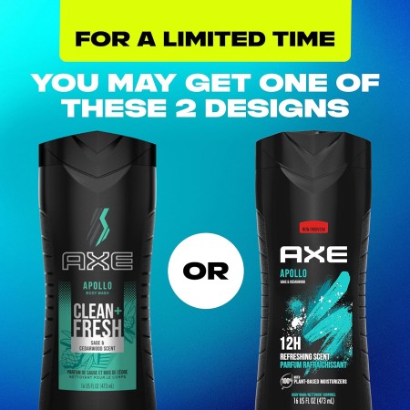 AXE Apollo - Gel de ducha para hombre, para una frescura de larga duración, fragancia de salvia y madera de cedro, con