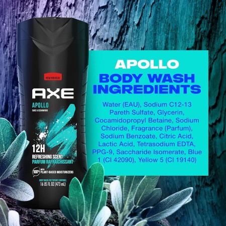 AXE Apollo - Gel de ducha para hombre, para una frescura de larga duración, fragancia de salvia y madera de cedro, con