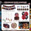 Kikuke fnaf Birthday Party Supplies, 117 Pcs Halloween Party Decorations Includes Backdrop, Cake Topper, Invitation Cards, Happy