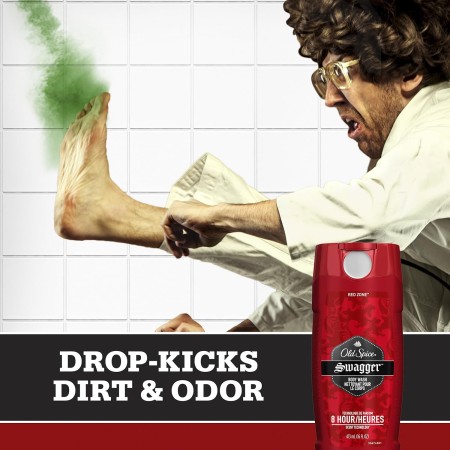 Old Spice Gel de baño Swagger para hombre, aroma de ducha 24/7, 16 onzas líquidas (paquete de 4)