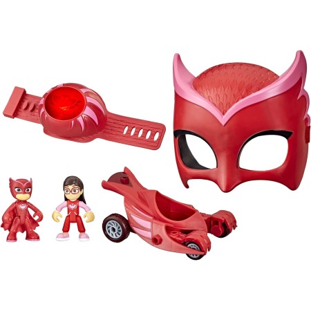 PJ Masks - Power Pack Set de juguetes de Catboy para preescolar, con 2 figuras de acción, vehículo, pulsera y máscara de disfraz