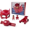 PJ Masks - Power Pack Set de juguetes de Catboy para preescolar, con 2 figuras de acción, vehículo, pulsera y máscara de disfraz