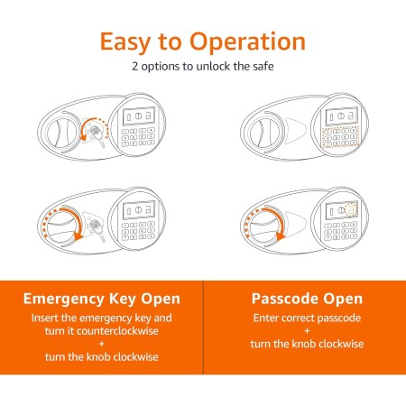 Amazon Basics Caja fuerte de seguridad de acero con teclado electrónico, dinero seguro, joyas, documentos de identificación, 0.5