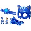 PJ Masks - Power Pack Set de juguetes de Catboy para preescolar, con 2 figuras de acción, vehículo, pulsera y máscara de disfraz