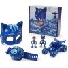 PJ Masks - Power Pack Set de juguetes de Catboy para preescolar, con 2 figuras de acción, vehículo, pulsera y máscara de disfraz