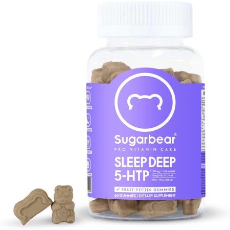 Sugarbear - Vitaminas para dormir, gomitas veganas con melatonina, 5-HTP, magnesio, L-teanina, raíz de valeriana, bálsamo de