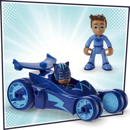 PJ Masks - Power Pack Set de juguetes de Catboy para preescolar, con 2 figuras de acción, vehículo, pulsera y máscara de disfraz