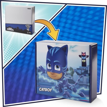 PJ Masks - Power Pack Set de juguetes de Catboy para preescolar, con 2 figuras de acción, vehículo, pulsera y máscara de disfraz