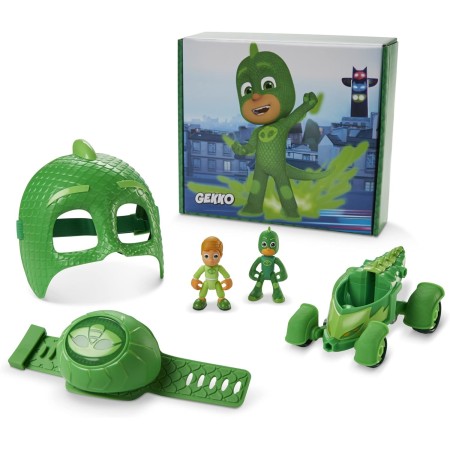 PJ Masks - Power Pack Set de juguetes de Catboy para preescolar, con 2 figuras de acción, vehículo, pulsera y máscara de disfraz