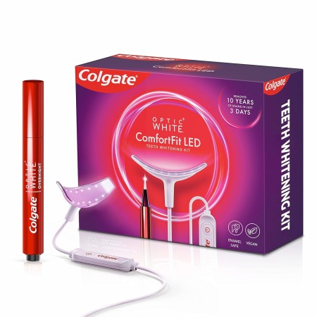 Colgate Optic White ComfortFit - Kit de blanqueamiento de dientes con luz LED y bolígrafo blanqueador, kit de blanqueamiento de