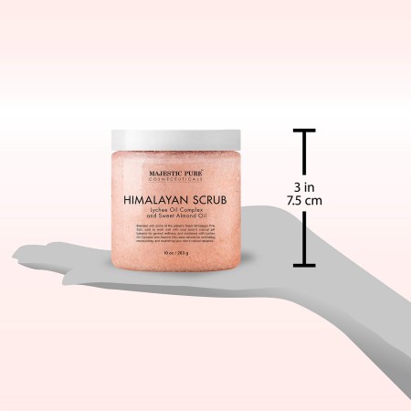 Majestic Pure Sal exfoliante corporal del Himalaya con colágeno y aceite dulce de almendras, sal para exfoliar e hidratar la