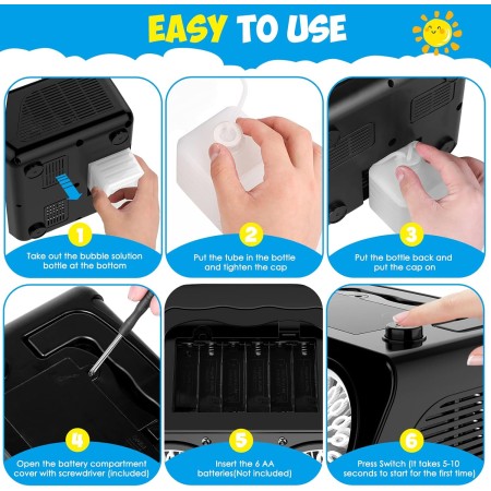 Máquina de burbujas, soplador automático de burbujas con 2 motores de burbujas independientes, fabricante de burbujas para niños
