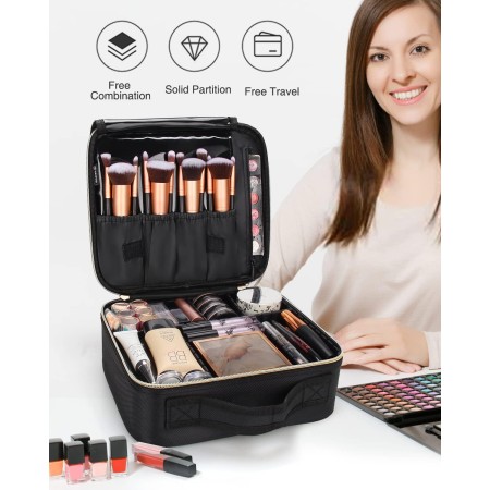 MONSTINA Estuches de maquillaje, bolsa de maquillaje de viaje profesional, bolsa organizadora portátil para cosméticos, brochas