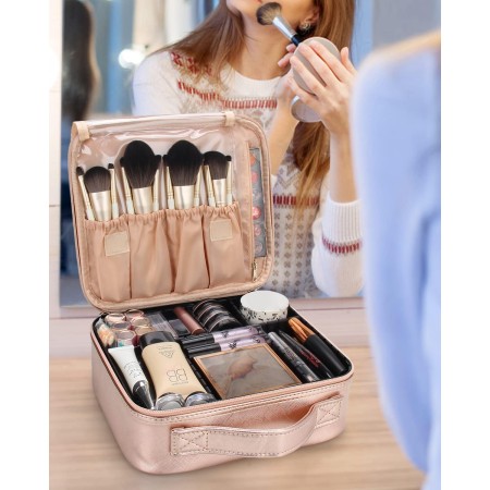 MONSTINA Estuches de maquillaje, bolsa de maquillaje de viaje profesional, bolsa organizadora portátil para cosméticos, brochas