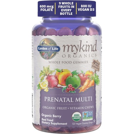 Jardín de vida Gummy Vitamina, mykind Organics Gummy para mujer Multivitamínico Prenatal, 120 unidades Frutas orgánico