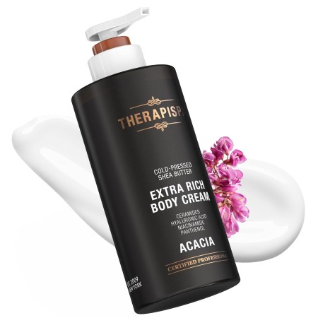 THERAPISPA Crema corporal extra rica con ácido hialurónico, niacinamida, pantenol, ceramidas y manteca de karité, nutre,