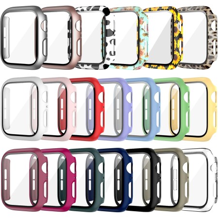 Haojavo - Paquete de 20 fundas compatibles con Apple Watch de 40 mm Series 6/5/4/SE con protector de pantalla de vidrio