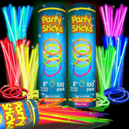 Glow Sticks - Paquete de 400 unidades de 8 pulgadas que brillan en la oscuridad, palos de luz, collares y pulseras brillantes
