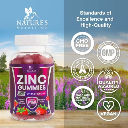 Nature's Gomitas de vitamina de zinc de 50 mg, apoyo inmunológico de máxima fuerza para adultos, suplemento de zinc para una