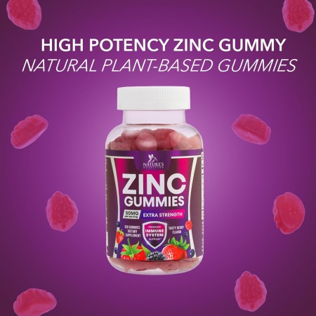 Nature's Gomitas de vitamina de zinc de 50 mg, apoyo inmunológico de máxima fuerza para adultos, suplemento de zinc para una