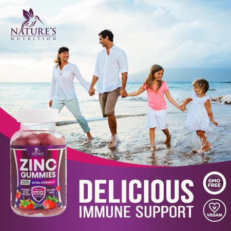 Nature's Gomitas de vitamina de zinc de 50 mg, apoyo inmunológico de máxima fuerza para adultos, suplemento de zinc para una